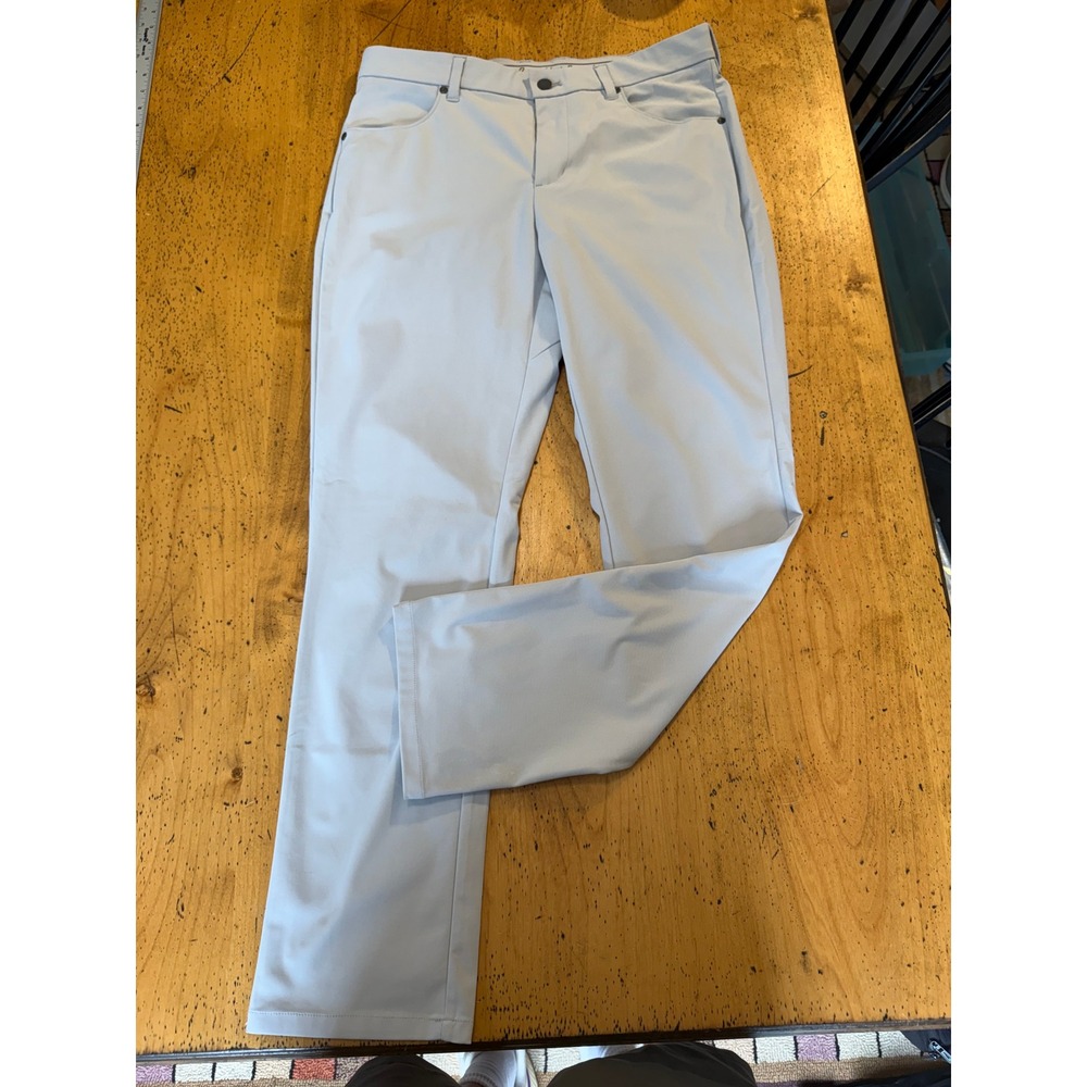 Johnnie-O Performance Pants 32x30 Light Grey Golf Trousers 5-Pocket Flat Front